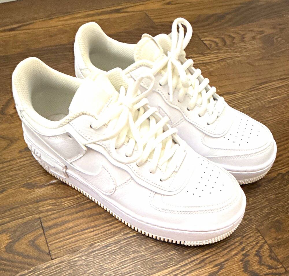 Nike Air Force 1 Shadow Triple White Low Top Lace-Up Sneaker CI0919-100 2019